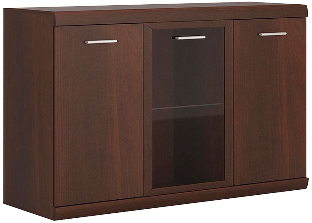Imperial Mahogany Effect 3 Door Glazed Medium Sideboard