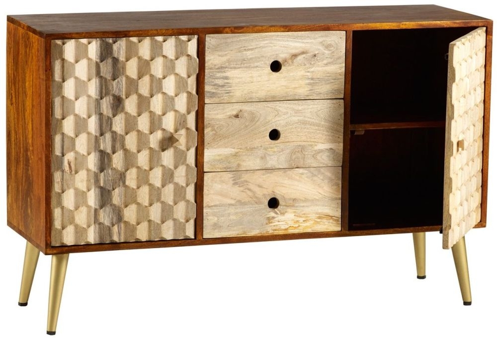 Imphal Mango Wood Geometric 130cm Medium Sideboard