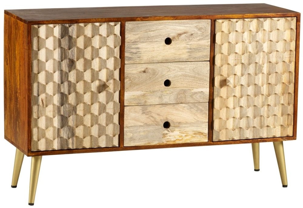 Imphal Mango Wood Geometric 130cm Medium Sideboard