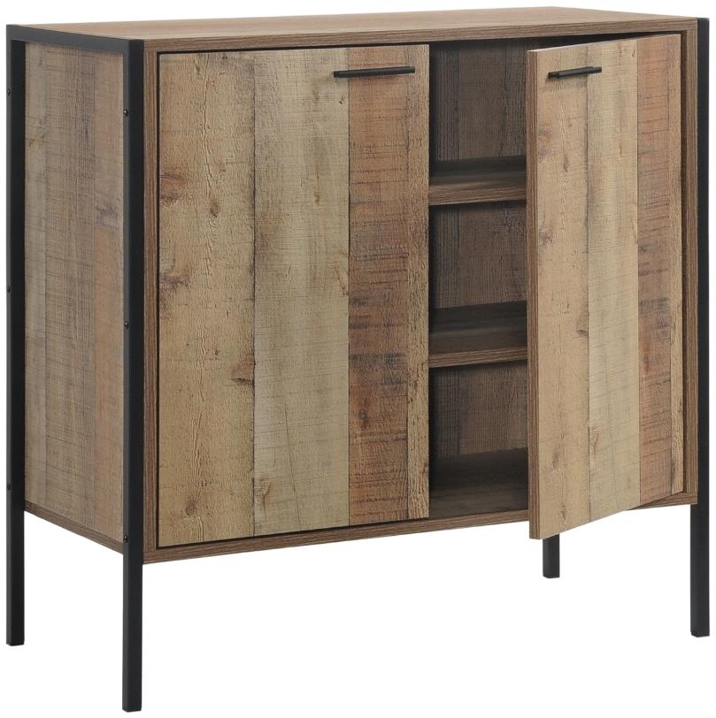 Industrial Rustic Oak Effect 2 Door Small Sideboard