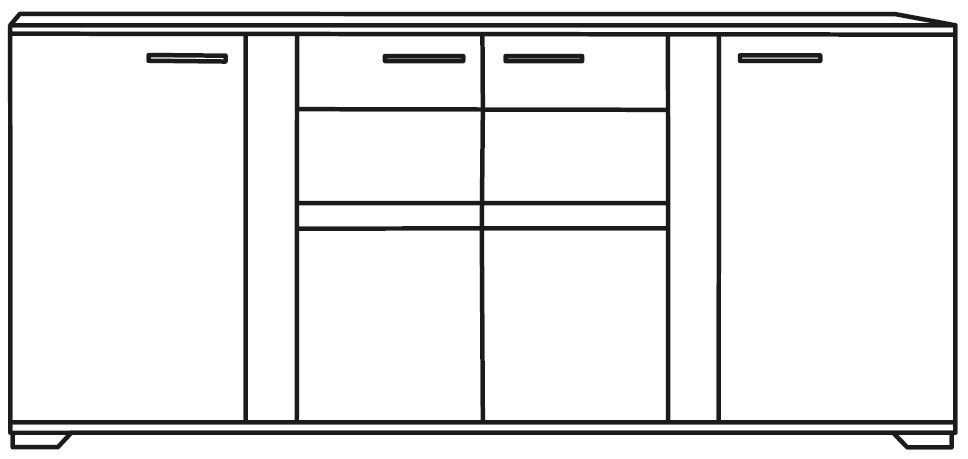 Messina White and Grey 4 Door Extra Large Sideboard 190cm