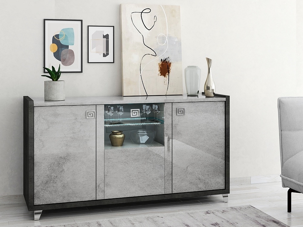Milo Grey 160cm Large 3 Door Sideboard