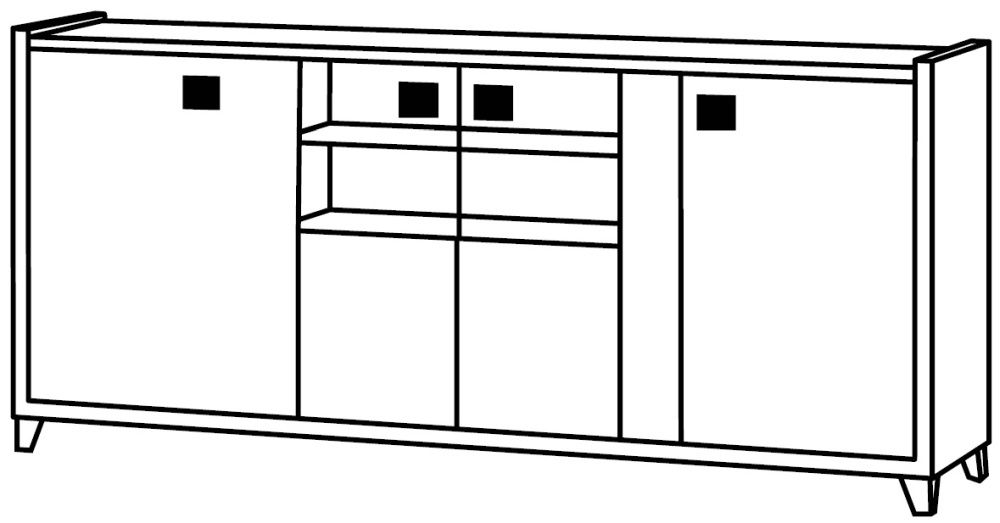 Milo Grey 190cm Extra Large 4 Door Sideboard