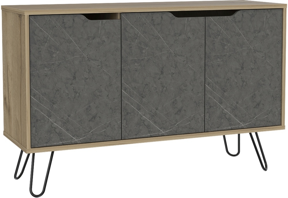 Manhattan Medium Sideboard - 3 Door - Grey - Hairpin Legs