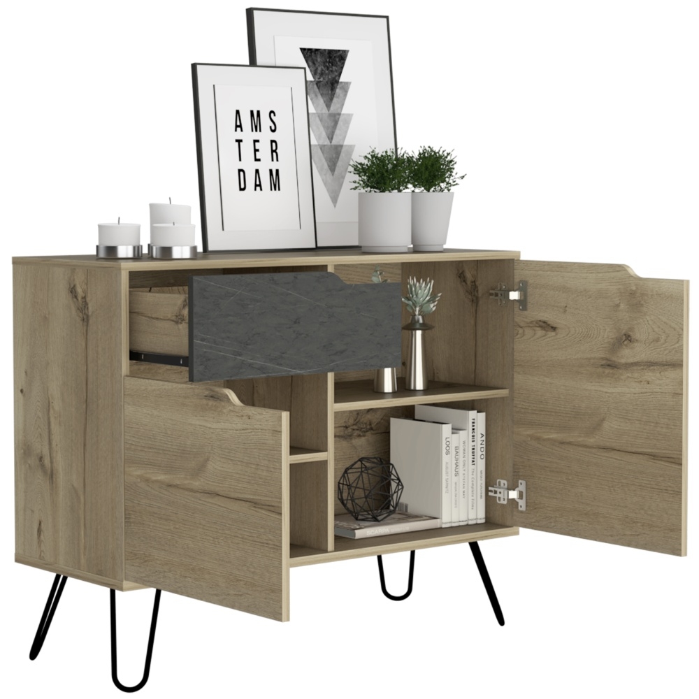Manhattan Small Sideboard - 2 Door - Grey - Hairpin Legs
