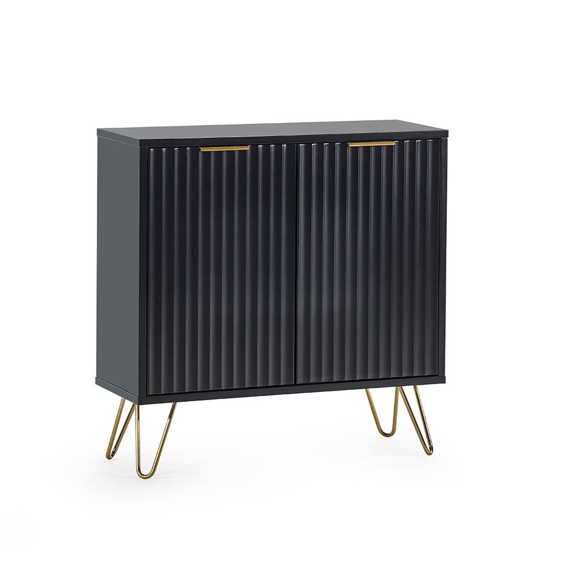 Murano Sideboard - 80cm - 2 Door - Compact - Ribbed - Black