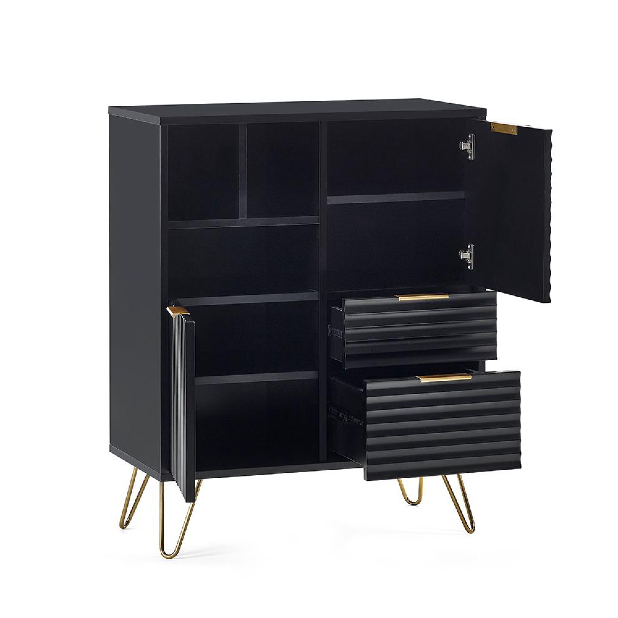 Murano Sideboard - 80cm - 2 Door - Small - Ribbed - Black