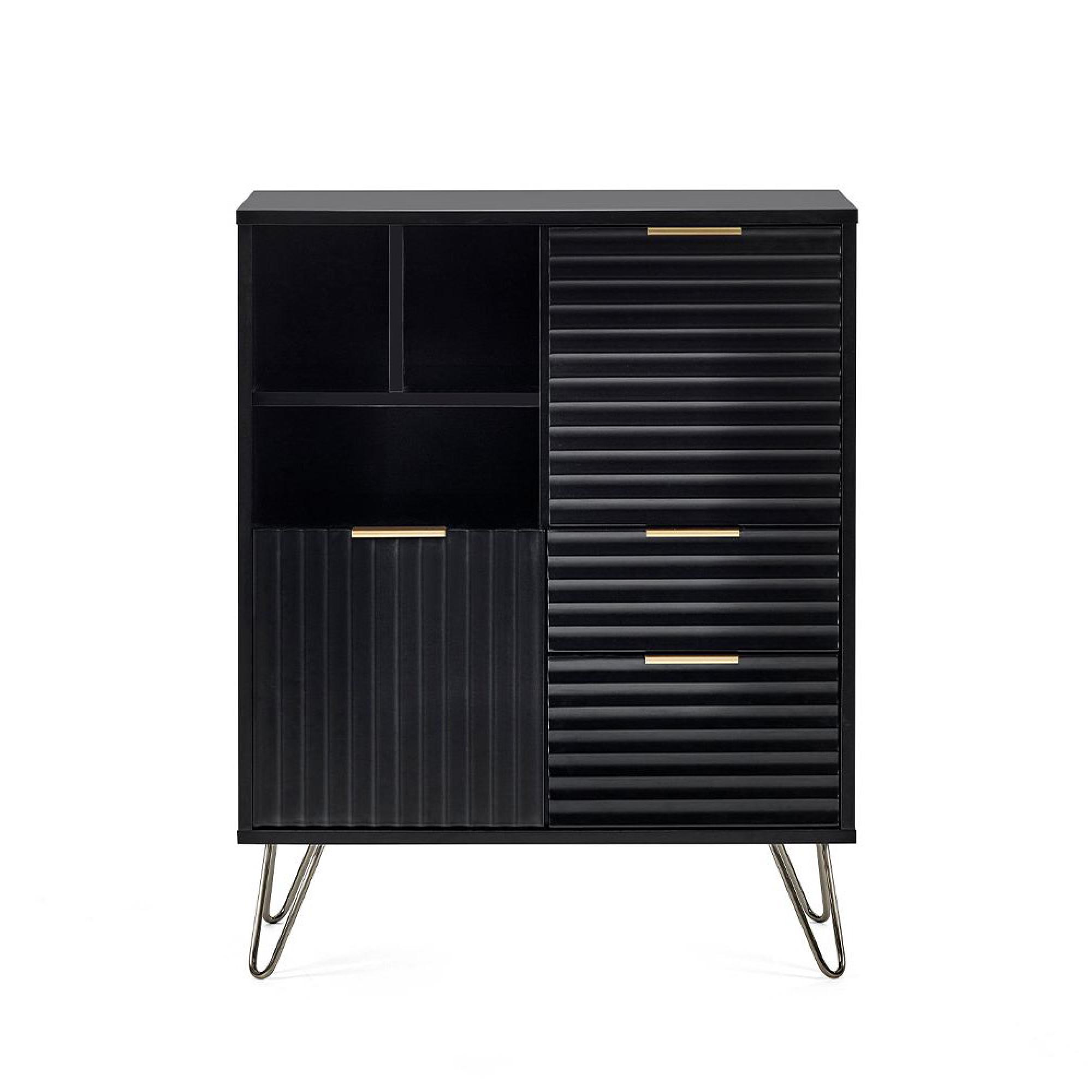 Murano Sideboard - 80cm - 2 Door - Small - Ribbed - Black