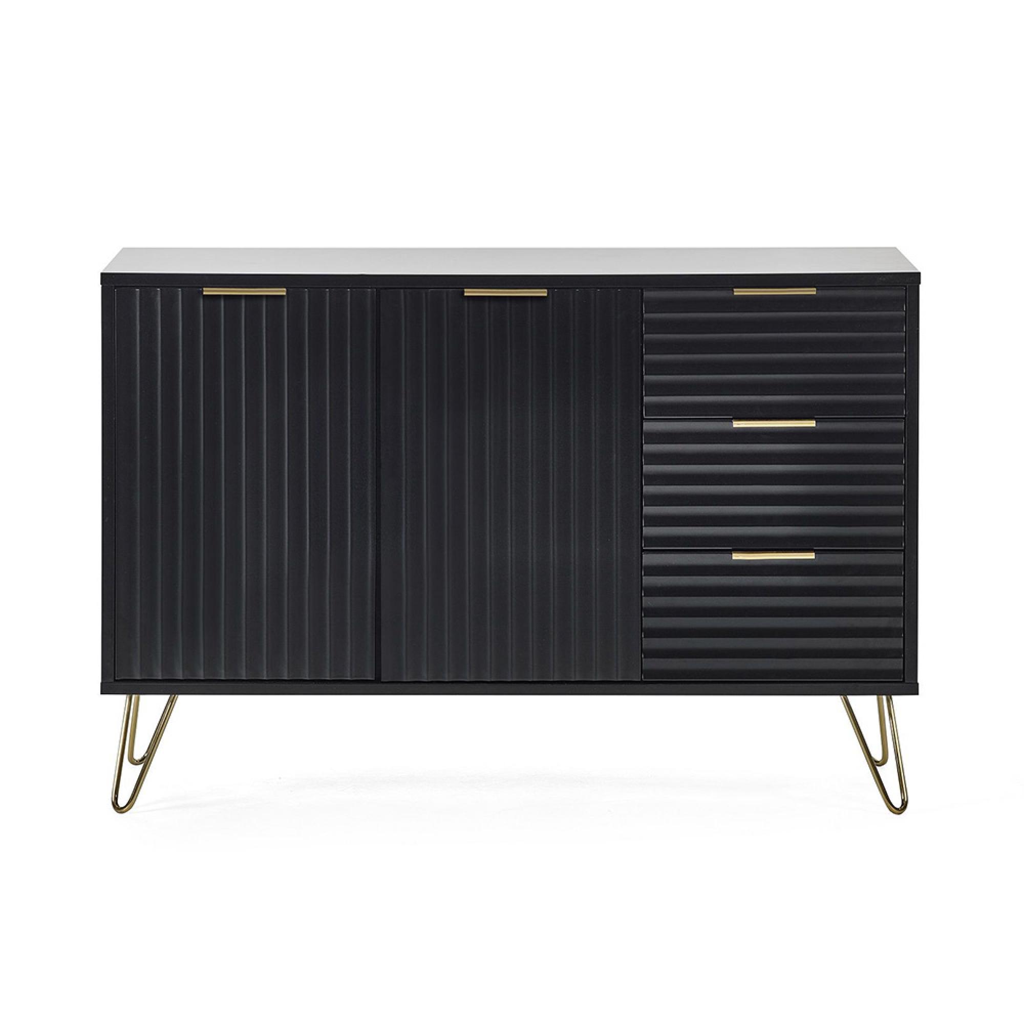 Murano Sideboard - Small - 2 Door - Ribbed - Black