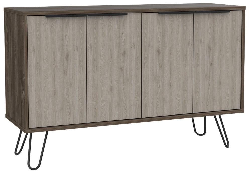 Nevada Medium Sideboard - Grey Oak - Hairpin Legs