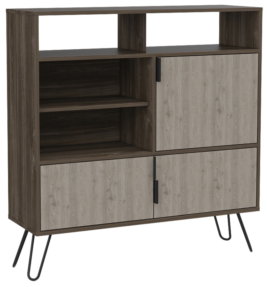 Nevada Small Sideboard - Grey Oak - Hairpin Legs