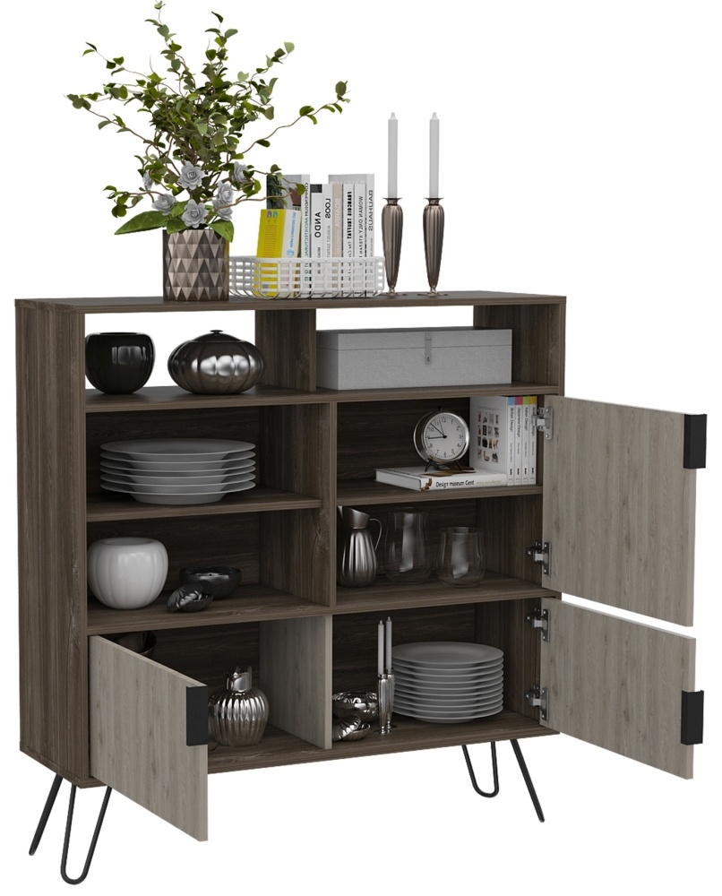 Nevada Small Sideboard - Grey Oak - Hairpin Legs