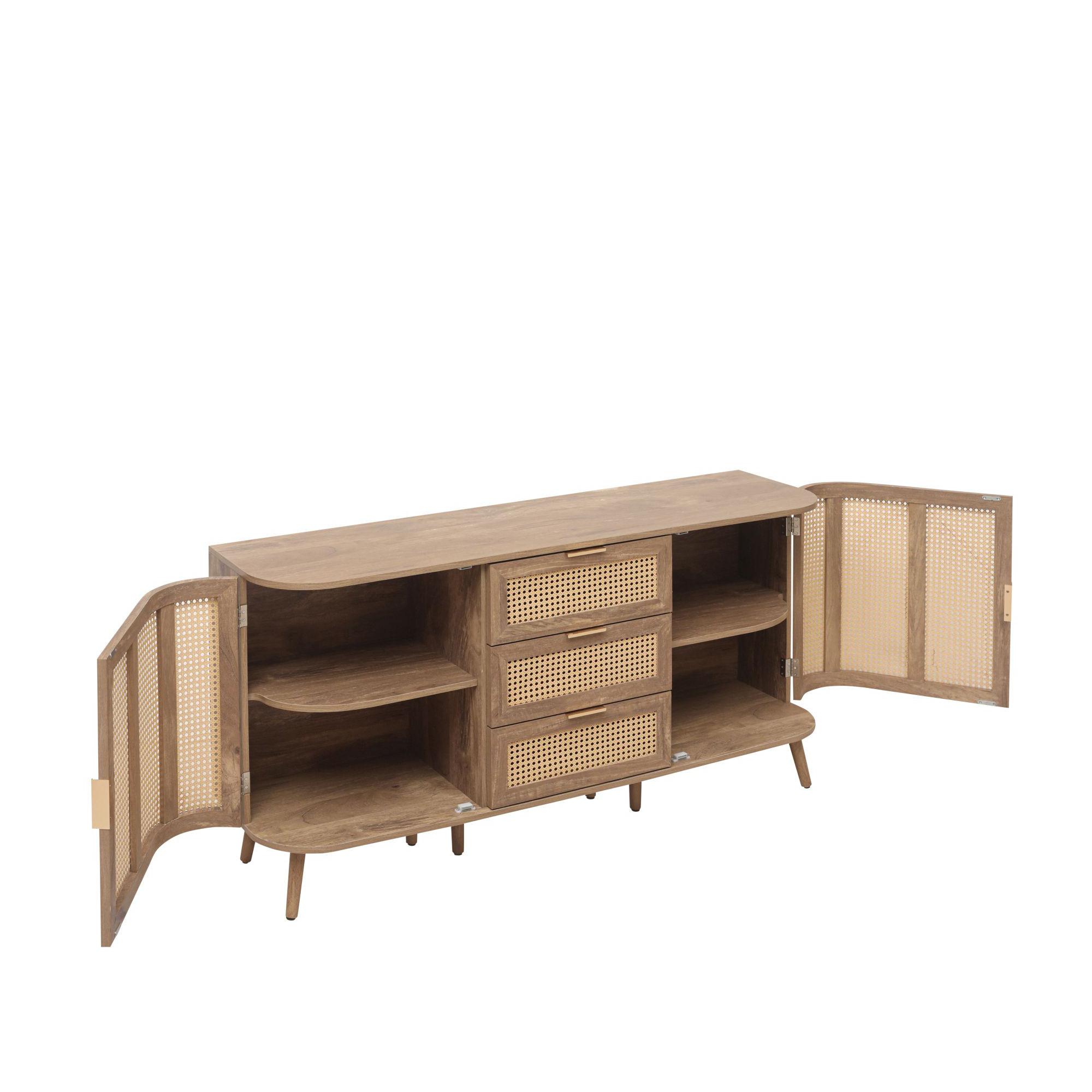 Noah Medium Sideboard - 150cm - 2 Door - Oak and Rattan
