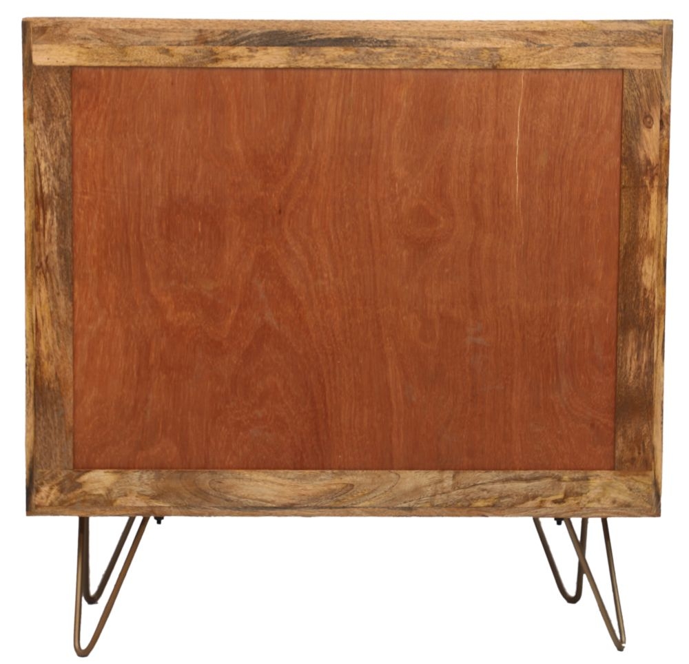 Nyack Mango Wood with Rattan 90cm Small 2 Door Sideboard - Hairpin Legs