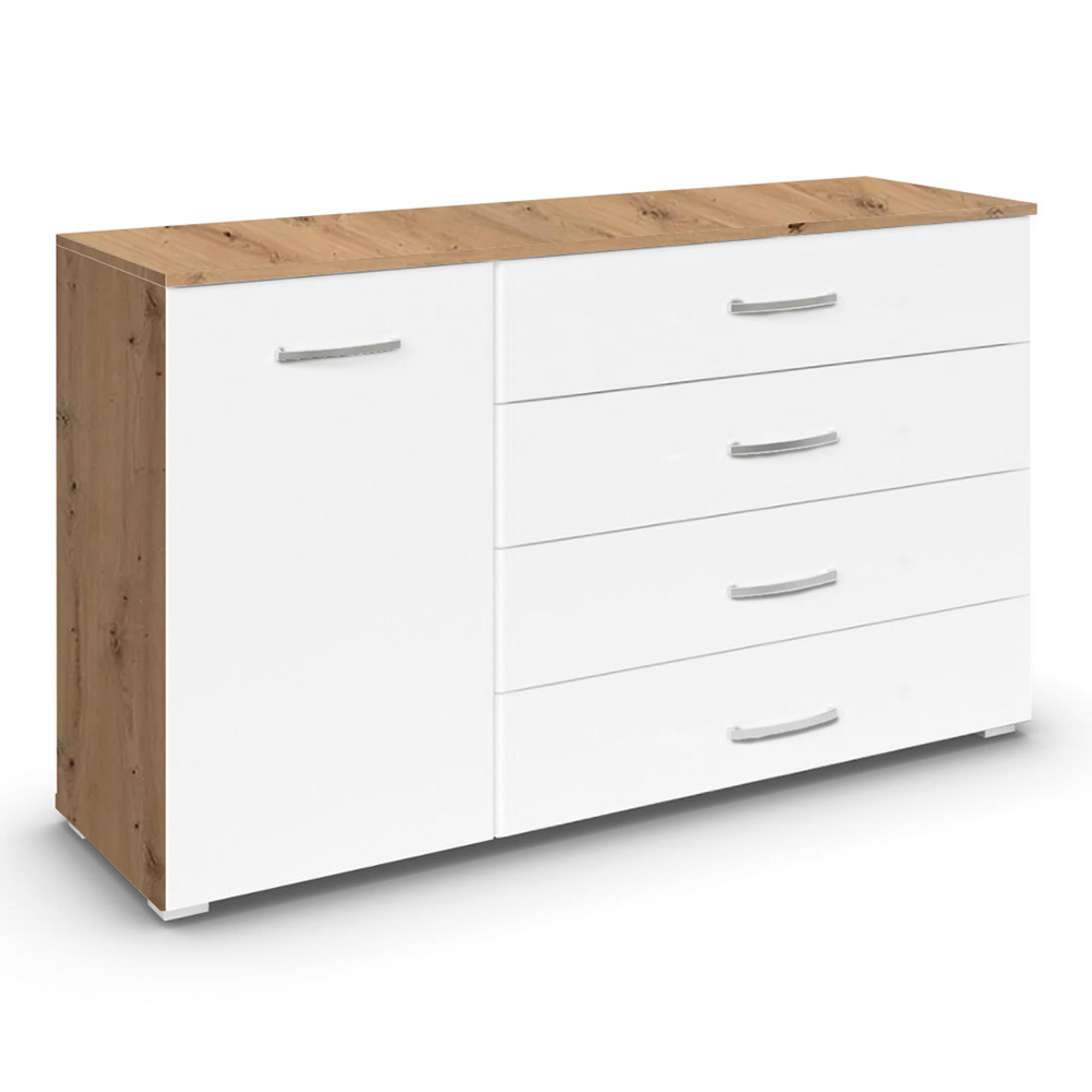 Rauch Aditio 1 Door Medium Sideboard - 120cm - Artisan Oak and Alpine White