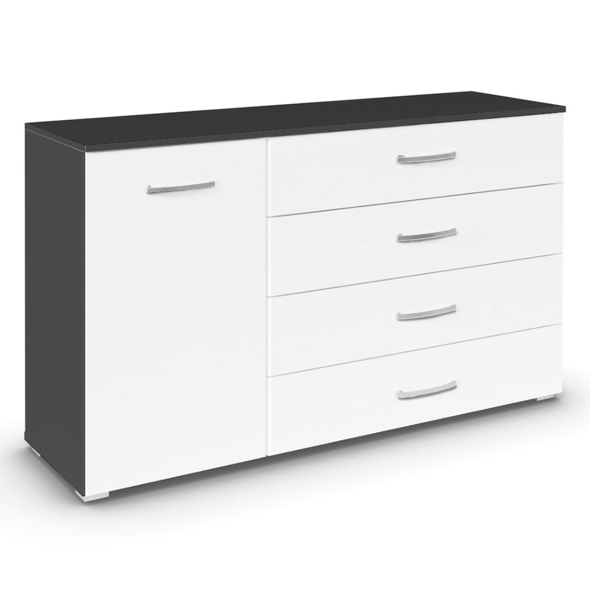 Rauch Aditio 1 Door Medium Sideboard - 120cm - Metallic Dark Grey and Alpine White