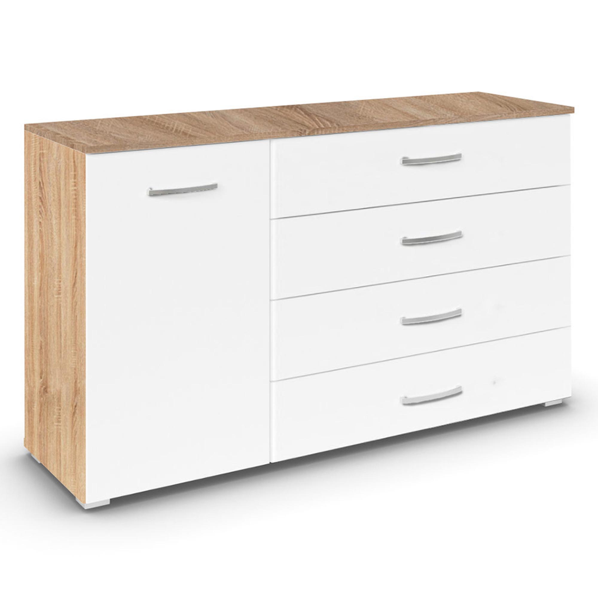 Rauch Aditio 1 Door Medium Sideboard - 120cm - Sonoma Oak and Alpine White