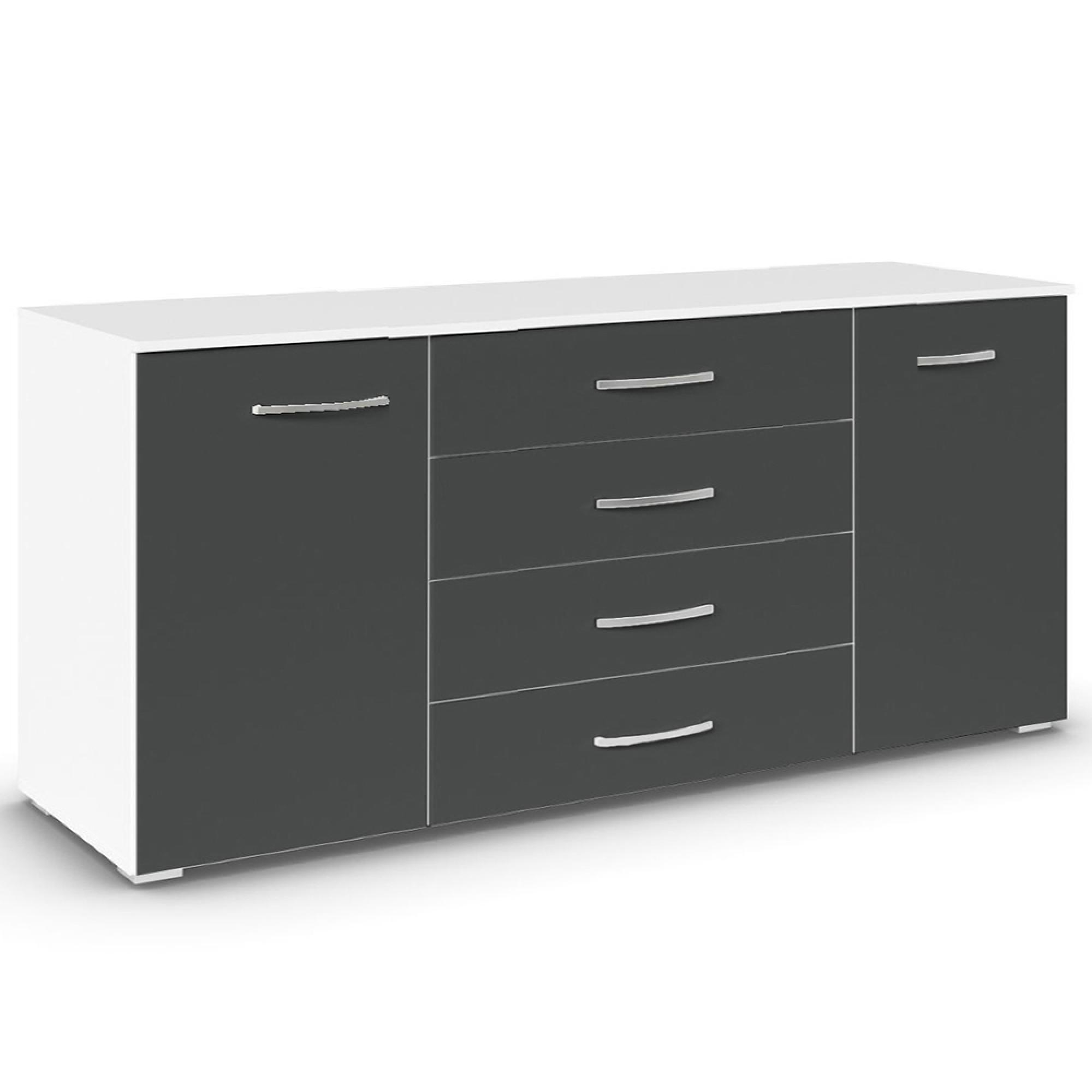 Rauch Aditio 2 Door Large Sideboard - 160cm - Alpine White and Metallic Dark Grey