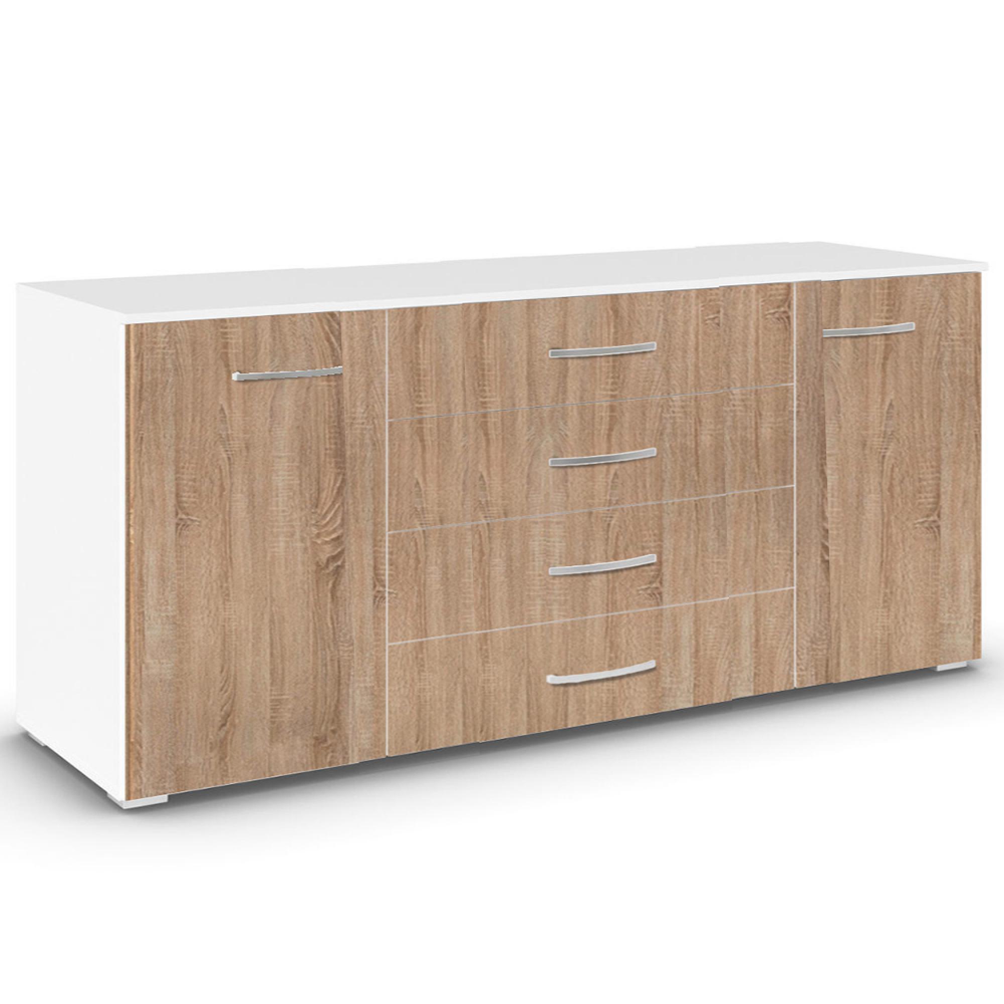 Rauch Aditio 2 Door Large Sideboard - 160cm - Alpine White and Sonoma Oak