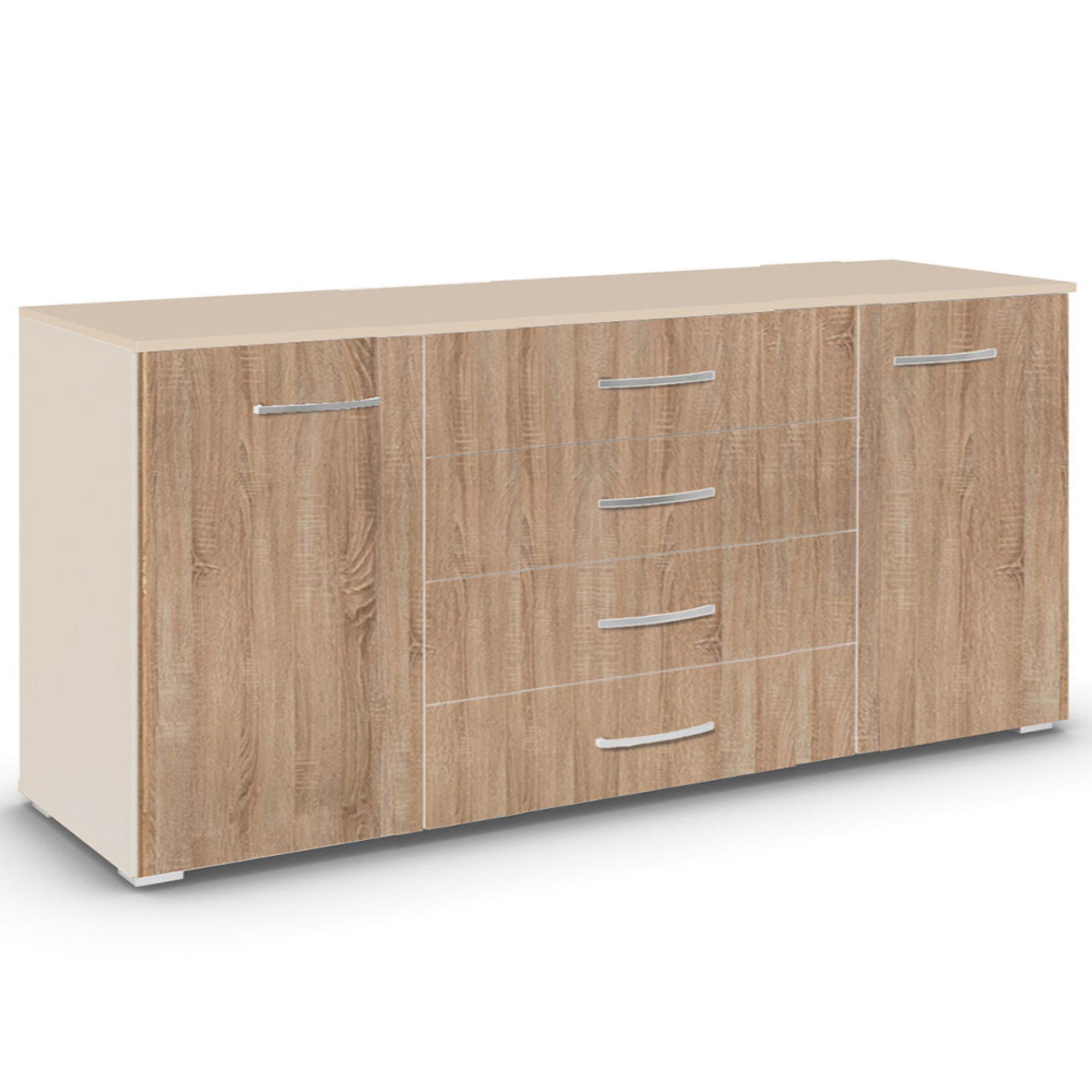 Rauch Aditio 2 Door Large Sideboard - 160cm - Champagne and Sonoma Oak