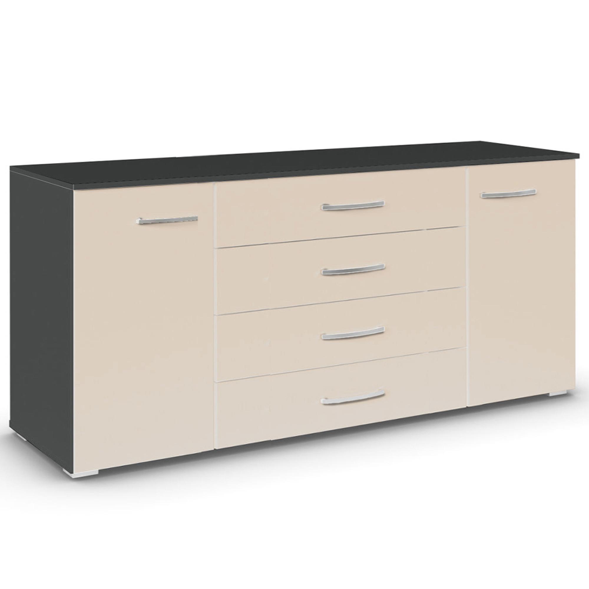 Rauch Aditio 2 Door Large Sideboard - 160cm - Metallic Dark Grey and Champagne