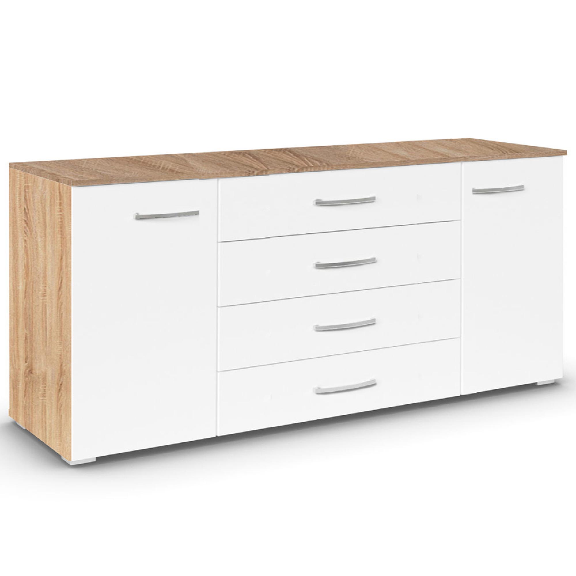 Rauch Aditio 2 Door Large Sideboard - 160cm - Sonoma Oak and Alpine White