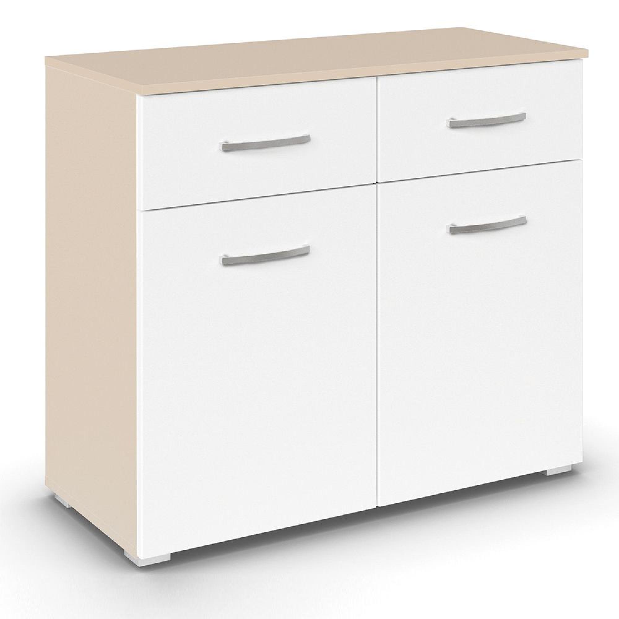 Rauch Aditio 2 Door Small Sideboard - 80cm - Champagne and Alpine White