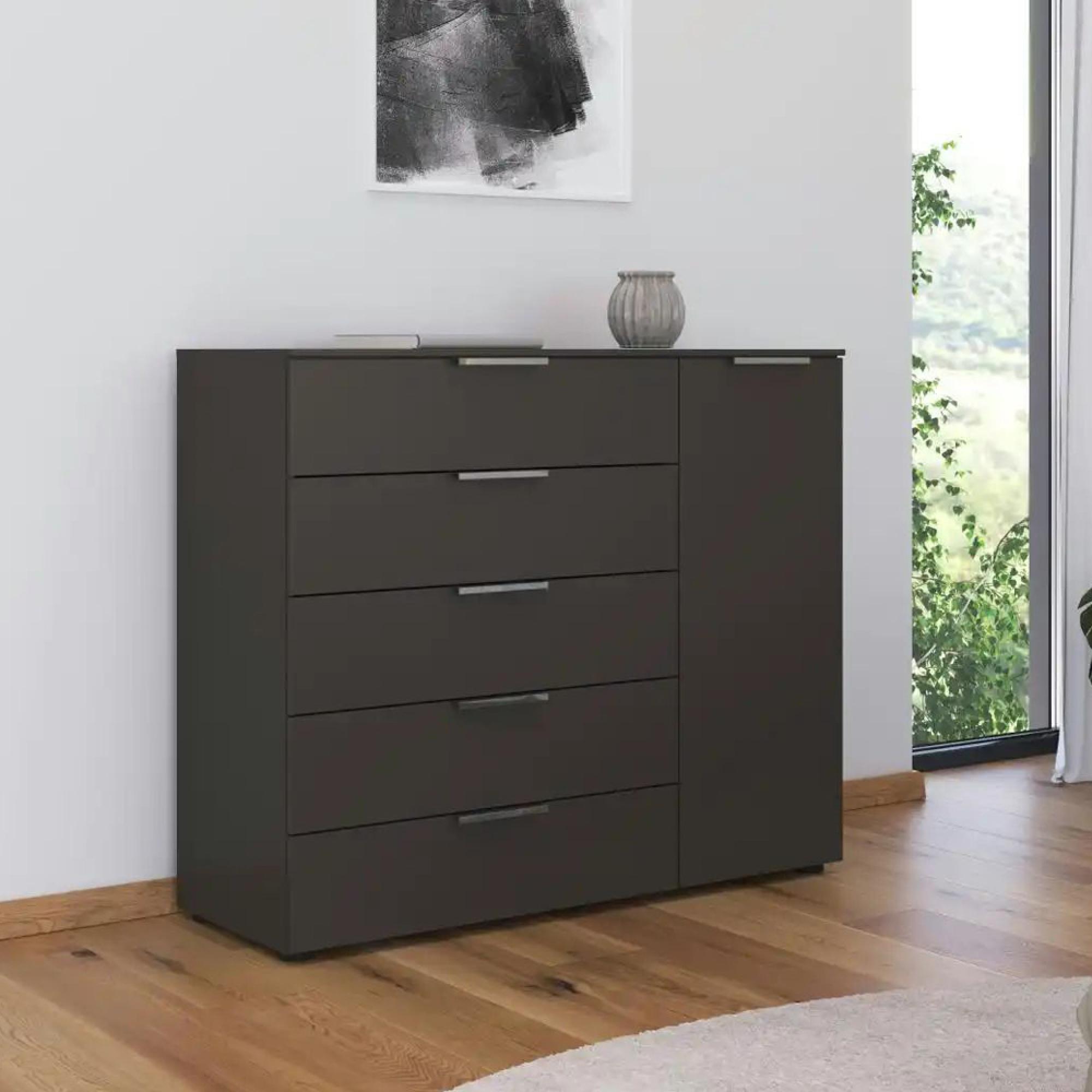 Rauch Flipp 1 Door Sideboard with Adjustable Height - 120cm - Graphite