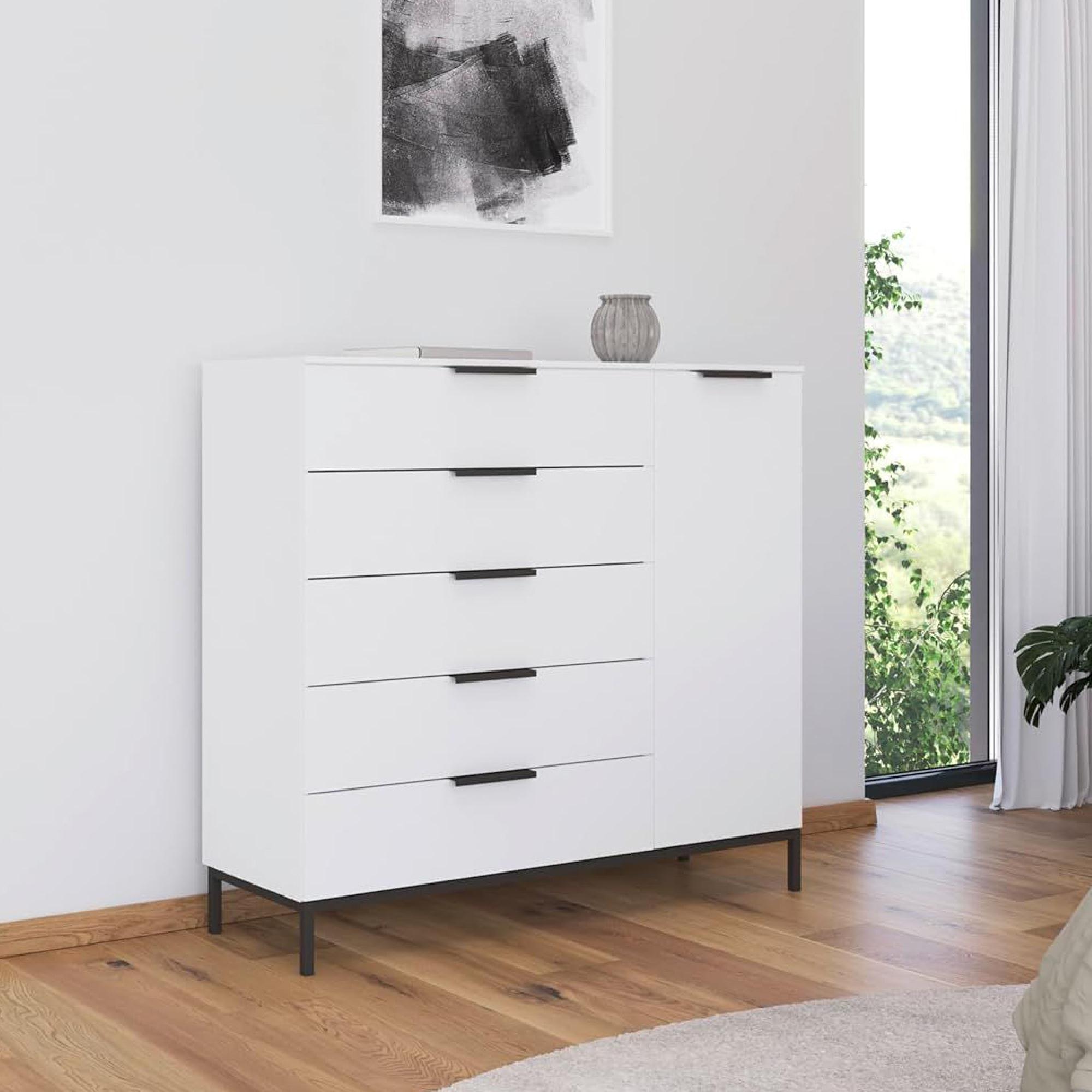 Rauch Flipp 1 Door Sideboard with Metal Base - 120cm - Alpine White