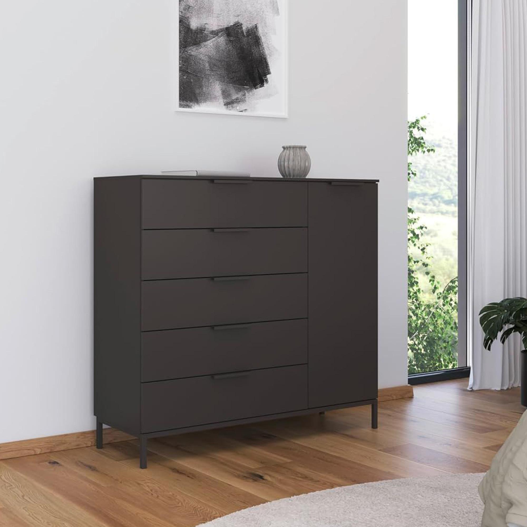 Rauch Flipp 1 Door Sideboard with Metal Base - 120cm - Graphite