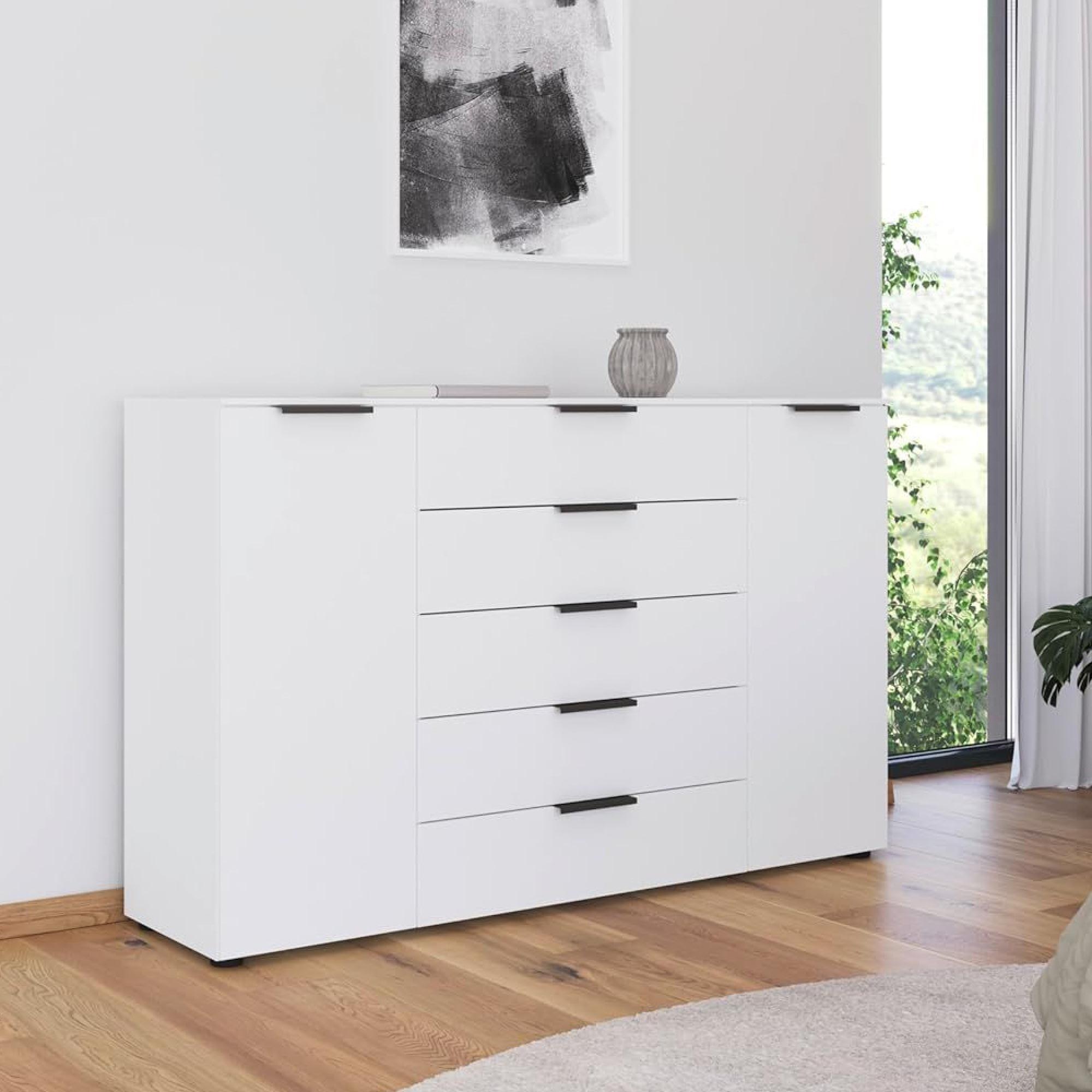 Rauch Flipp 2 Door Sideboard with Adjustable Height - 160cm - Alpine White