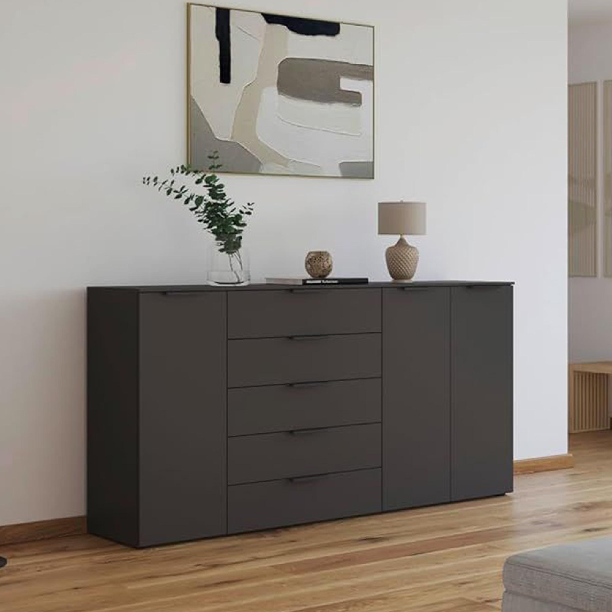 Rauch Flipp 3 Door Sideboard with Adjustable Height - 199cm - Graphite