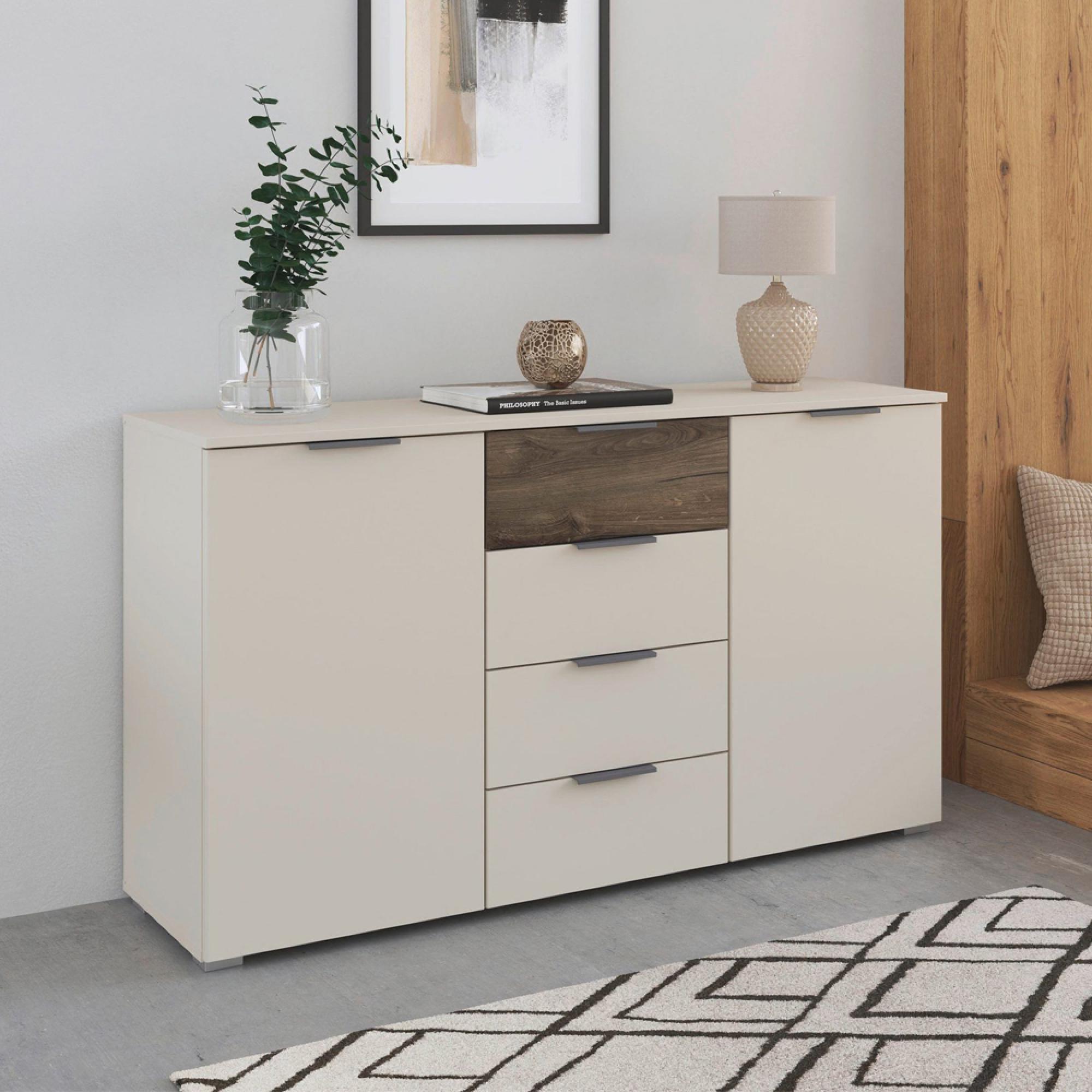 Rauch Sajo 2 Door Sideboard - 140cm - Champagne and Atlantic Dark Oak