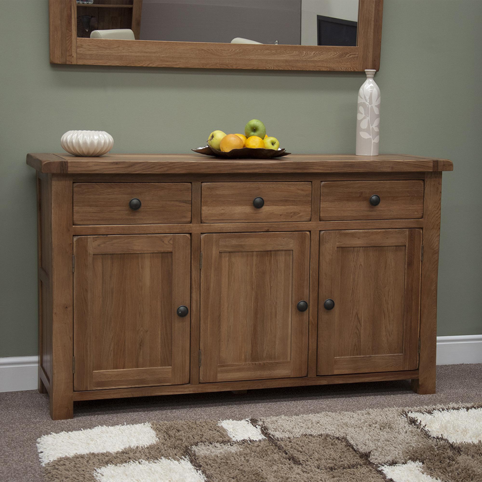 Rutland Oak 3 Door Medium Sideboard - 139cm