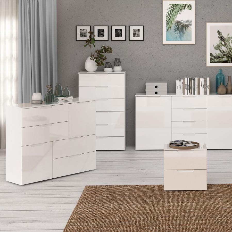 Sienna White Gloss Multi Drawer Cabinet