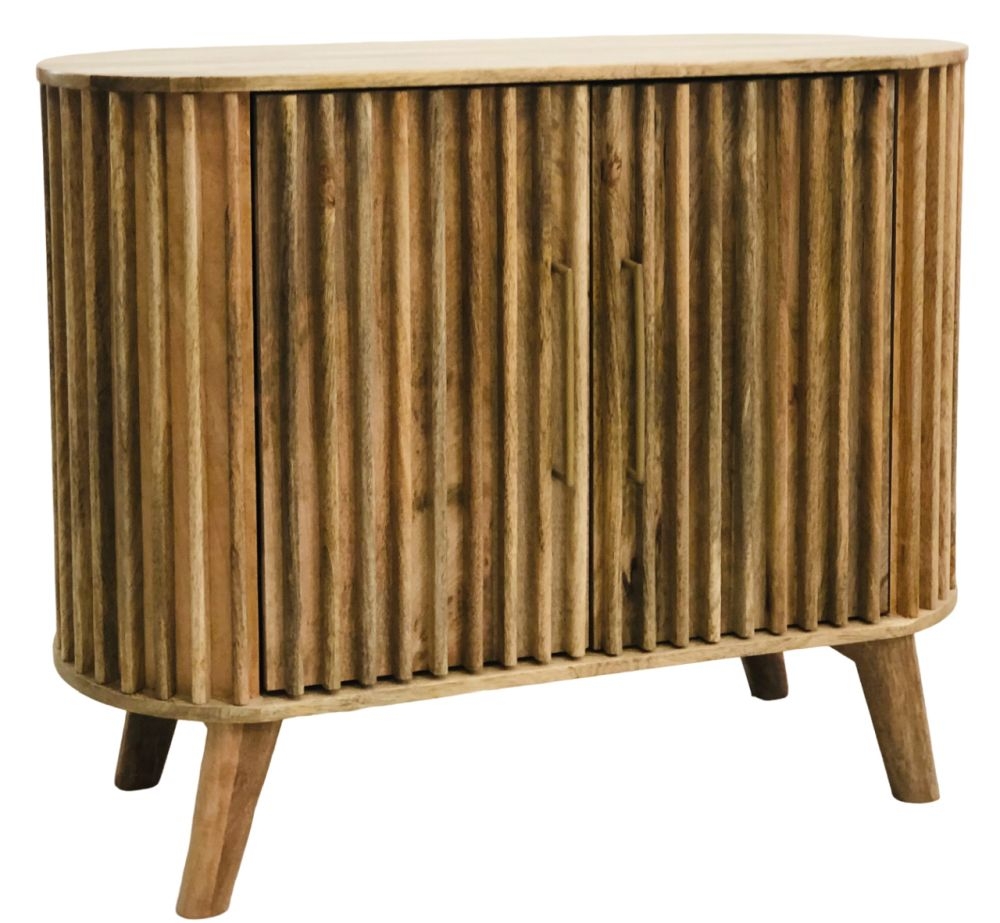 Slated Mango Wood 95cm Small Sideboard - 2 Doors