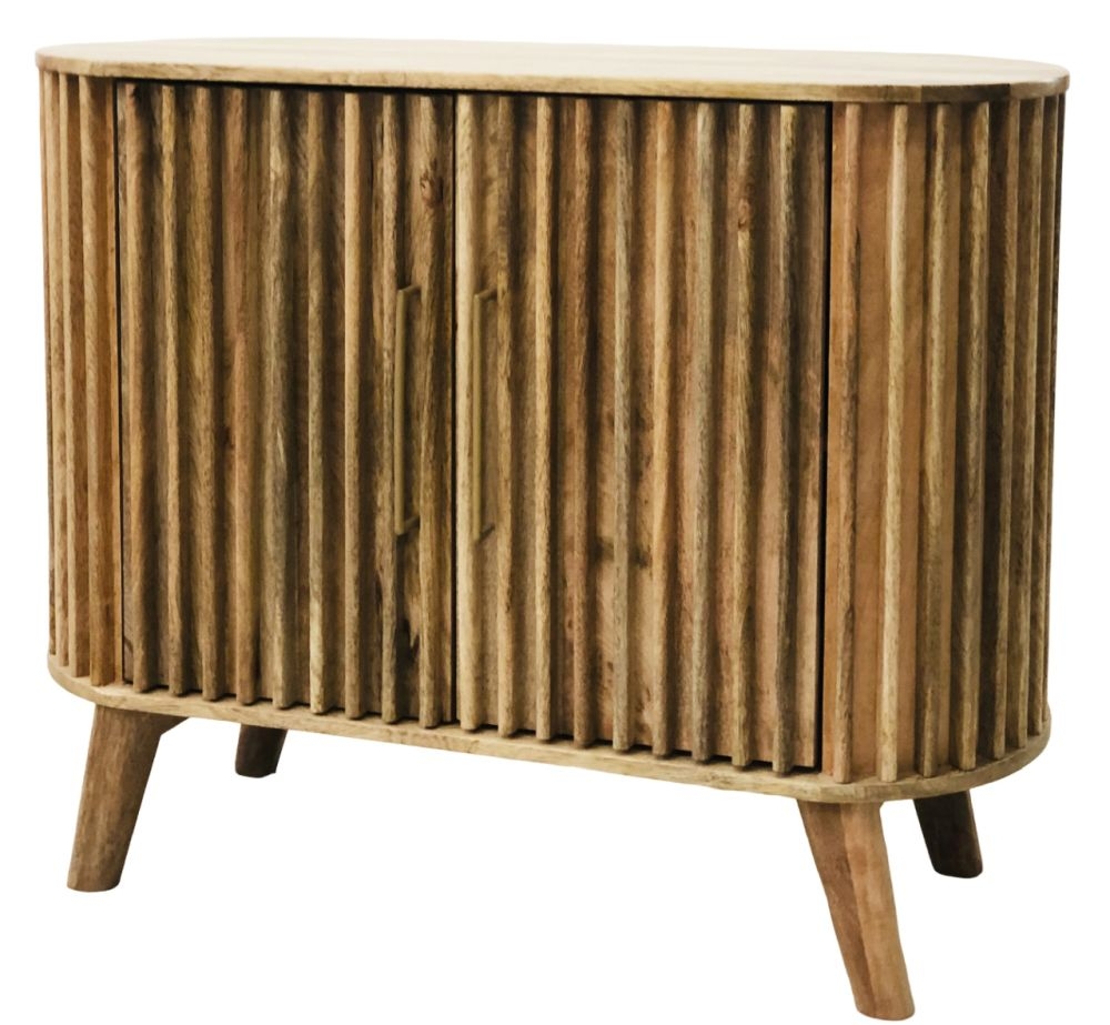 Slated Mango Wood 95cm Small Sideboard - 2 Doors