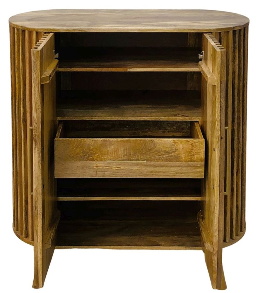 Slated Mango Wood Small Sideboard - 2 Doors