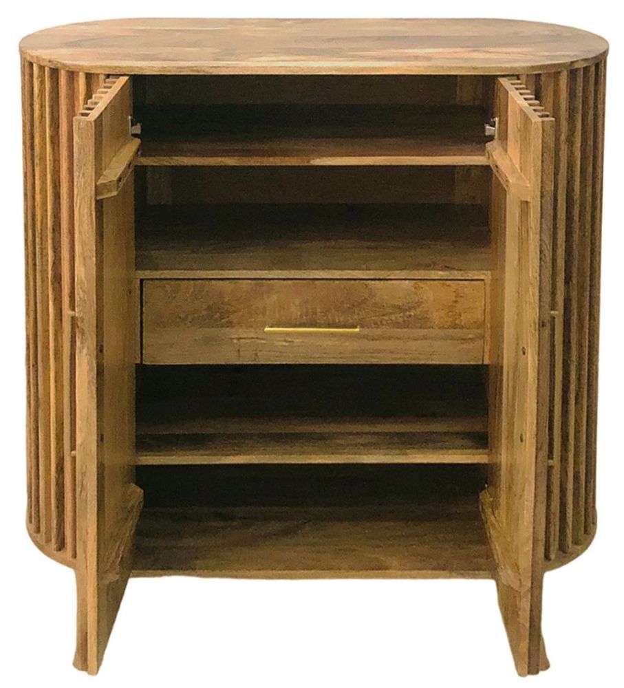 Slated Mango Wood Small Sideboard - 2 Doors