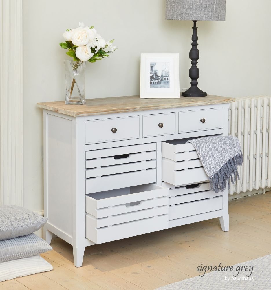 Signature Grey Painted Sideboard - 7 Drawer