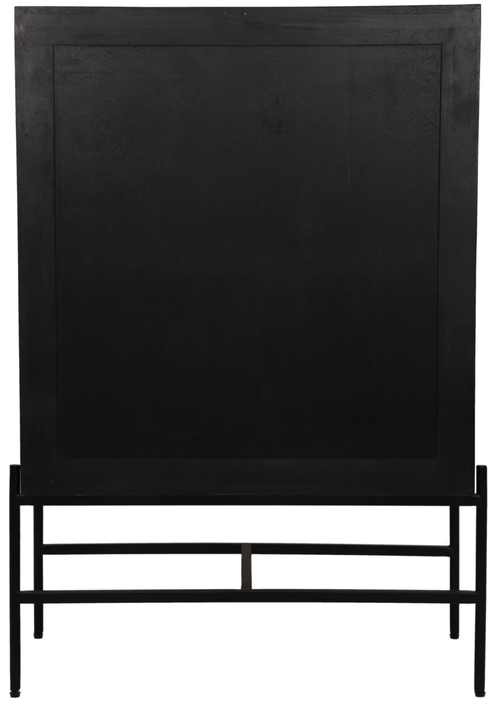 Tapola Black Wood and Rattan 2 Door Cabinet