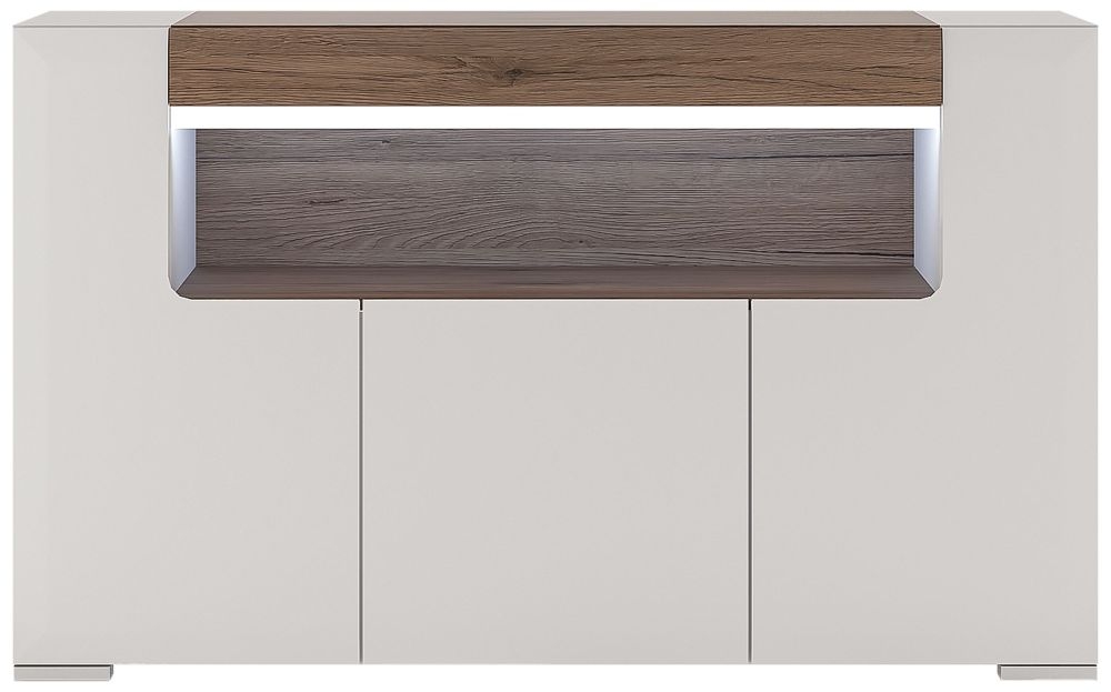 Toronto White Gloss 140cm Medium Sideboard - 3 Doors