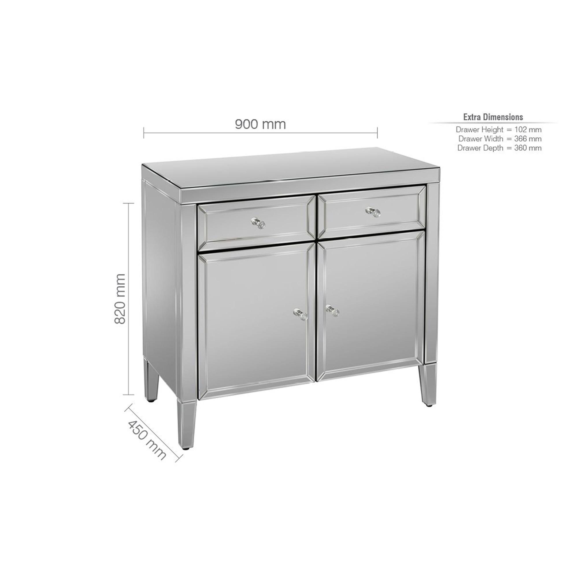 Valencia Small Sideboard - 90cm - 2 Door - Mirrored