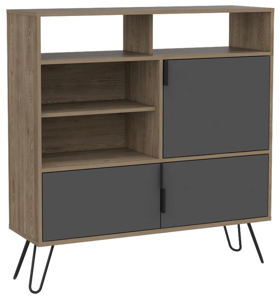 Vegas Medium Sideboard - Grey - Hairpin Legs