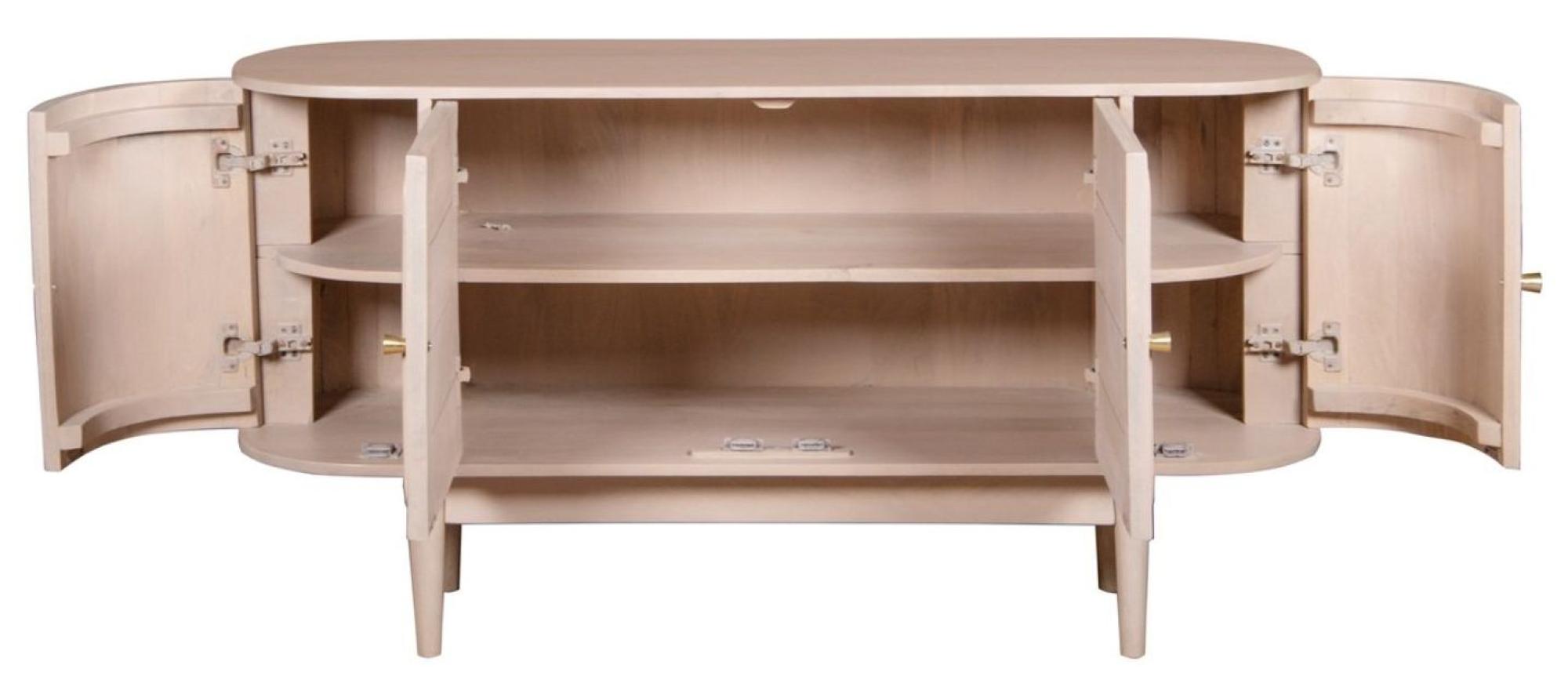 Vance Curved Natural Rattan and Mango Wood 140cm Medium Sideboard