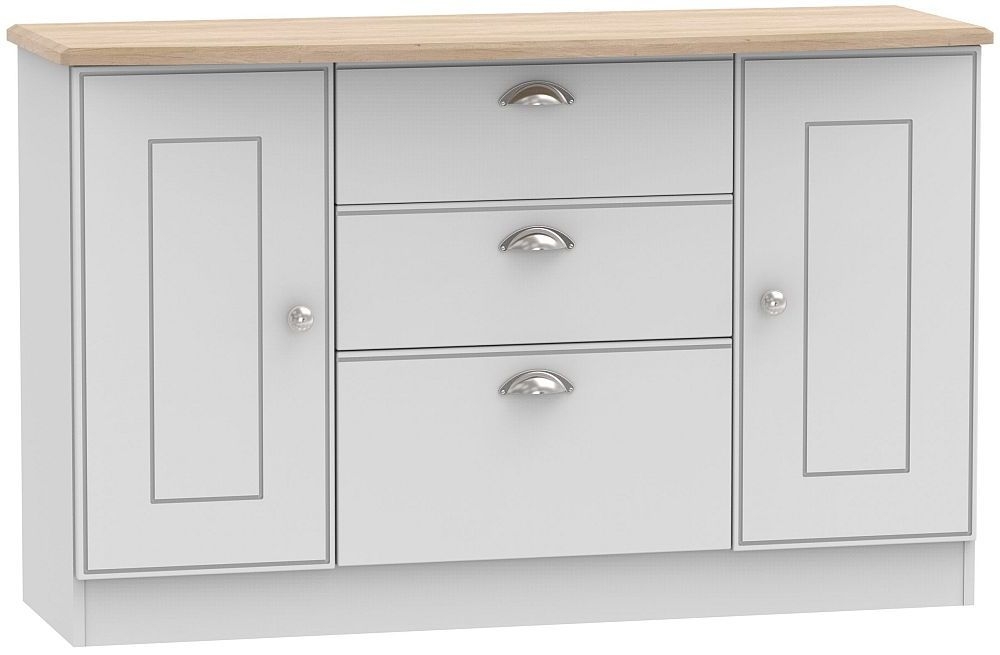 Victoria Grey and Riviera Oak Medium Sideboard - 2 Doors