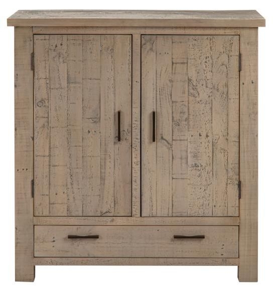 Washed Grey Reclaimed Pine 2 Door Small Sideboard - 95cm