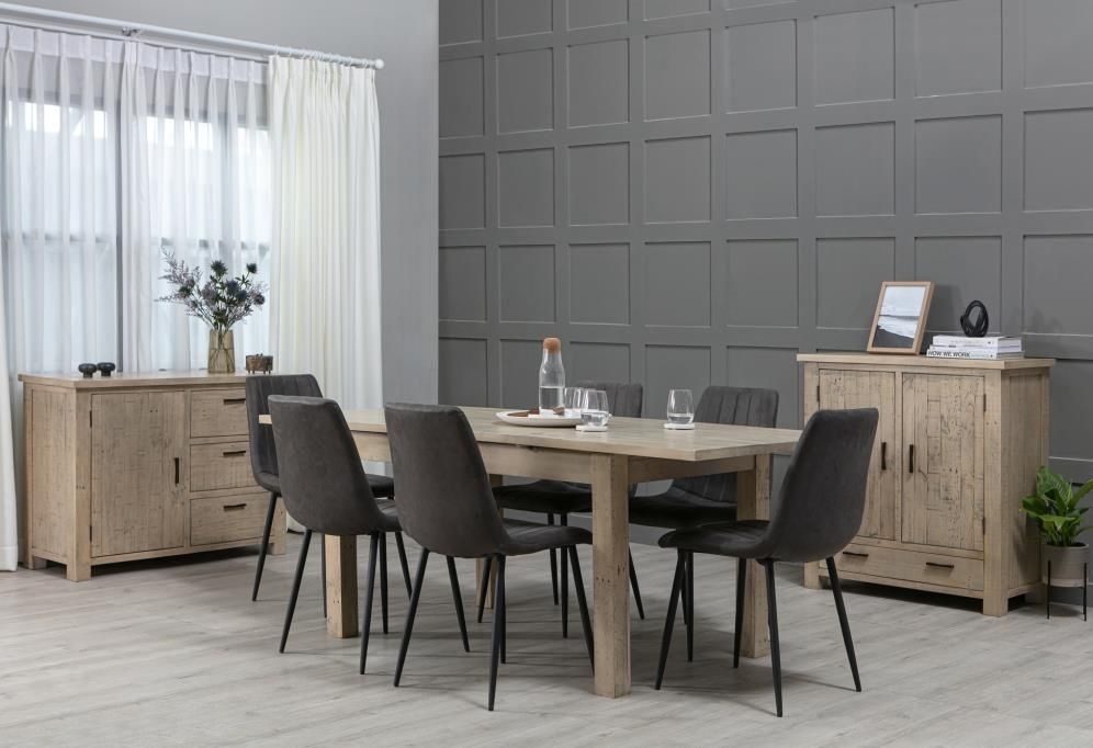 Washed Grey Reclaimed Pine 2 Door Small Sideboard - 95cm