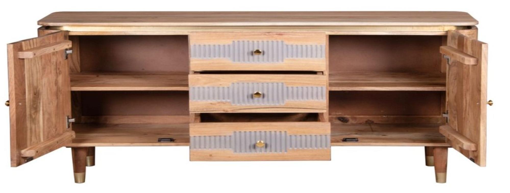 William Acacia Ribbed with Gold Trim 140cm Medium Sideboard