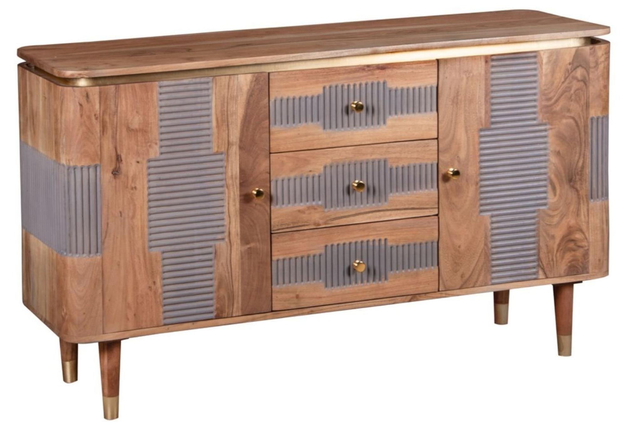 William Acacia Ribbed with Gold Trim 140cm Medium Sideboard